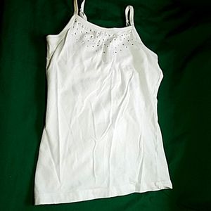 Girls White Cami Large 10/12 w/adjustable straps
